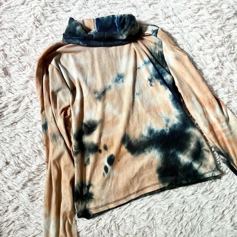 Grunge Tie Dye Whimsygoth Punk Skater Edgy Turtle Neck‎ Top Womens L Witchy